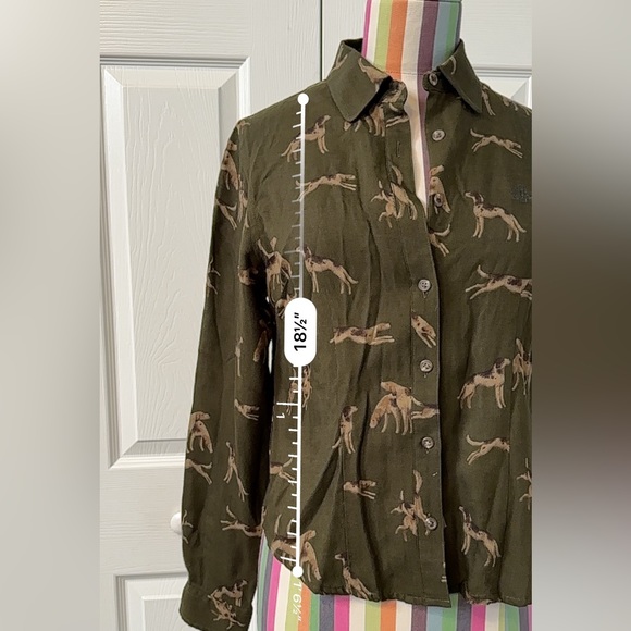 Ralph Lauren Olive Green hound print button down shirt - Picture 8 of 8